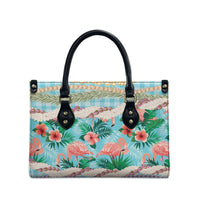 Flamingo Hawaii Summer Leather Bag Hawaiian Lei Pakala Motifs Tropical Style
