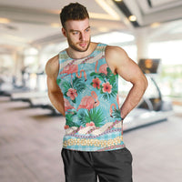 Flamingo Hawaii Summer Men Tank Top Hawaiian Lei Pakala Motifs Tropical Style