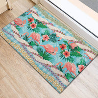 Flamingo Hawaii Summer Rubber Doormat Hawaiian Lei Pakala Motifs Tropical Style