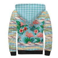Flamingo Hawaii Summer Sherpa Hoodie Hawaiian Lei Pakala Motifs Tropical Style LT14 - Polynesian Pride