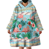 Flamingo Hawaii Summer Wearable Blanket Hoodie Hawaiian Lei Pakala Motifs Tropical Style LT14 - Polynesian Pride