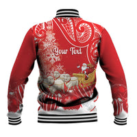 New Zealand Christmas In July Personalised Baseball Jacket Funny Santa Sheep Meri Kirihimete Red LT14 - Polynesian Pride