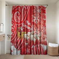 New Zealand Christmas In July Bathroom Set Funny Santa Sheep Meri Kirihimete Red LT14 Shower Curtain Only Red - Polynesian Pride