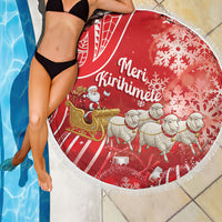 New Zealand Christmas In July Beach Blanket Funny Santa Sheep Meri Kirihimete Red LT14 - Polynesian Pride