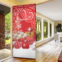 New Zealand Christmas In July Personalised Door Cover Funny Santa Sheep Meri Kirihimete Red LT14 - Polynesian Pride