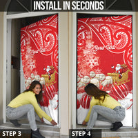 New Zealand Christmas In July Personalised Door Cover Funny Santa Sheep Meri Kirihimete Red LT14 - Polynesian Pride