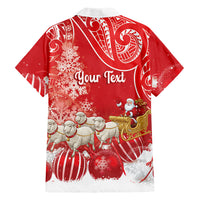 New Zealand Christmas In July Personalised Family Matching Long Sleeve Bodycon Dress and Hawaiian Shirt Funny Santa Sheep Meri Kirihimete Red LT14 - Polynesian Pride