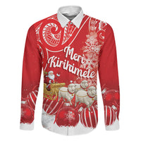 New Zealand Christmas In July Personalised Family Matching Mermaid Dress and Hawaiian Shirt Funny Santa Sheep Meri Kirihimete Red LT14 Dad's Shirt - Long Sleeve Red - Polynesian Pride