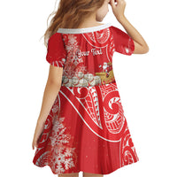 New Zealand Christmas In July Personalised Family Matching Short Sleeve Bodycon Dress and Hawaiian Shirt Funny Santa Sheep Meri Kirihimete Red LT14 - Polynesian Pride