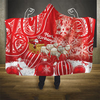 New Zealand Christmas In July Hooded Blanket Funny Santa Sheep Meri Kirihimete Red LT14 - Polynesian Pride