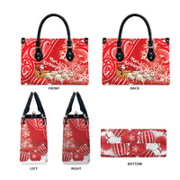 New Zealand Christmas In July Leather Bag Funny Santa Sheep Meri Kirihimete Red LT14 - Polynesian Pride