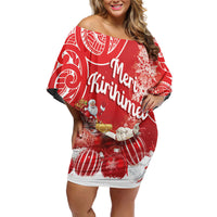 New Zealand Christmas In July Personalised Off Shoulder Short Dress Funny Santa Sheep Meri Kirihimete Red LT14 Women Red - Polynesian Pride
