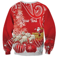New Zealand Christmas In July Personalised Sweatshirt Funny Santa Sheep Meri Kirihimete Red LT14 - Polynesian Pride