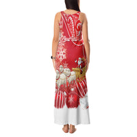 New Zealand Christmas In July Personalised Tank Maxi Dress Funny Santa Sheep Meri Kirihimete Red LT14 - Polynesian Pride