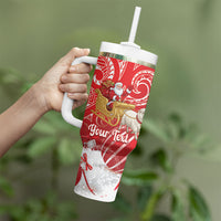 New Zealand Christmas In July Personalised Tumbler With Handle Funny Santa Sheep Meri Kirihimete Red LT14 - Polynesian Pride