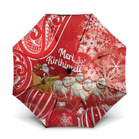 New Zealand Christmas In July Umbrella Funny Santa Sheep Meri Kirihimete Red LT14 One Size Folded 11.42 inch Opened Diameter 37.4 inch Red - Polynesian Pride