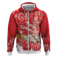 New Zealand Christmas In July Personalised Zip Hoodie Funny Santa Sheep Meri Kirihimete Red LT14 Zip Hoodie Red - Polynesian Pride