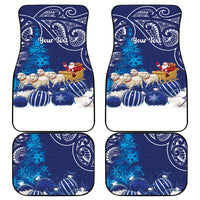 New Zealand Christmas In July Personalised Car Mats Funny Santa Sheep Meri Kirihimete Blue LT14 - Polynesian Pride