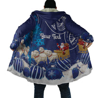 New Zealand Christmas In July Personalised Cloak Funny Santa Sheep Meri Kirihimete Blue LT14 - Polynesian Pride