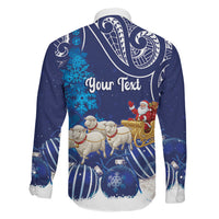 New Zealand Christmas In July Personalised Family Matching Mermaid Dress and Hawaiian Shirt Funny Santa Sheep Meri Kirihimete Blue LT14 - Polynesian Pride