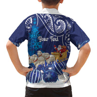 New Zealand Christmas In July Personalised Family Matching Summer Maxi Dress and Hawaiian Shirt Funny Santa Sheep Meri Kirihimete Blue LT14 - Polynesian Pride