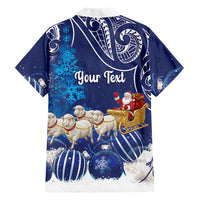 New Zealand Christmas In July Personalised Hawaiian Shirt Funny Santa Sheep Meri Kirihimete Blue LT14 - Polynesian Pride