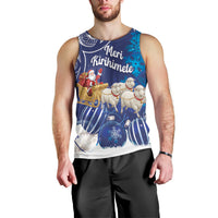New Zealand Christmas In July Personalised Men Tank Top Funny Santa Sheep Meri Kirihimete Blue LT14 - Polynesian Pride