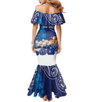 New Zealand Christmas In July Personalised Mermaid Dress Funny Santa Sheep Meri Kirihimete Blue LT14 - Polynesian Pride