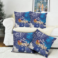 New Zealand Christmas In July Pillow Cover Funny Santa Sheep Meri Kirihimete Blue LT14 - Polynesian Pride