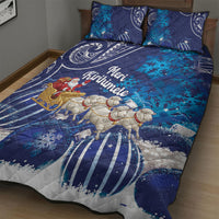 New Zealand Christmas In July Quilt Bed Set Funny Santa Sheep Meri Kirihimete Blue LT14 - Polynesian Pride
