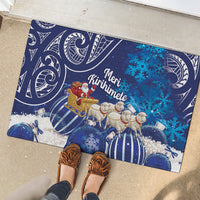 New Zealand Christmas In July Rubber Doormat Funny Santa Sheep Meri Kirihimete Blue LT14 - Polynesian Pride