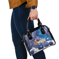 New Zealand Christmas In July Shoulder Handbag Funny Santa Sheep Meri Kirihimete Blue LT14 - Polynesian Pride