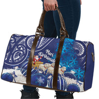 New Zealand Christmas In July Travel Bag Funny Santa Sheep Meri Kirihimete Blue LT14 - Polynesian Pride