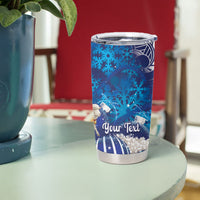 New Zealand Christmas In July Personalised Tumbler Cup Funny Santa Sheep Meri Kirihimete Blue LT14 - Polynesian Pride