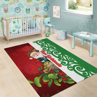 Meri Kirihimete New Zealand Area Rug Cute Santa NZ Animals and Pohutukawa LT14 - Polynesian Pride