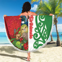 Meri Kirihimete New Zealand Beach Blanket Cute Santa NZ Animals and Pohutukawa LT14 - Polynesian Pride
