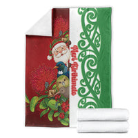 Meri Kirihimete New Zealand Blanket Cute Santa NZ Animals and Pohutukawa LT14 - Polynesian Pride