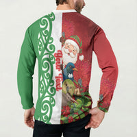 Meri Kirihimete New Zealand Personalised Button Sweatshirt Cute Santa NZ Animals and Pohutukawa LT14 - Polynesian Pride