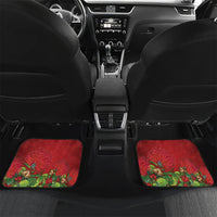 Meri Kirihimete New Zealand Personalised Car Mats Cute Santa NZ Animals and Pohutukawa LT14 Set 2pcs - Back Red - Polynesian Pride