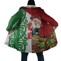 Meri Kirihimete New Zealand Personalised Cloak Cute Santa NZ Animals and Pohutukawa LT14 - Polynesian Pride