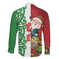 Meri Kirihimete New Zealand Personalised Family Matching Long Sleeve Bodycon Dress and Hawaiian Shirt Cute Santa NZ Animals and Pohutukawa LT14 - Polynesian Pride