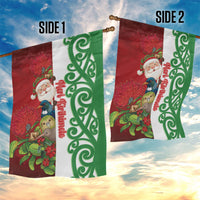 Meri Kirihimete New Zealand Garden Flag Cute Santa NZ Animals and Pohutukawa LT14 - Polynesian Pride