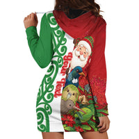 Meri Kirihimete New Zealand Personalised Hoodie Dress Cute Santa NZ Animals and Pohutukawa LT14 - Polynesian Pride