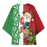 Meri Kirihimete New Zealand Personalised Kimono Cute Santa NZ Animals and Pohutukawa LT14 - Polynesian Pride