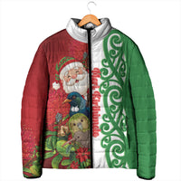Meri Kirihimete New Zealand Personalised Padded Jacket Cute Santa NZ Animals and Pohutukawa LT14 - Polynesian Pride