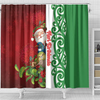 Meri Kirihimete New Zealand Shower Curtain Cute Santa NZ Animals and Pohutukawa LT14 - Polynesian Pride