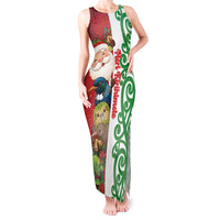 Meri Kirihimete New Zealand Personalised Tank Maxi Dress Cute Santa NZ Animals and Pohutukawa LT14 Women Red - Polynesian Pride