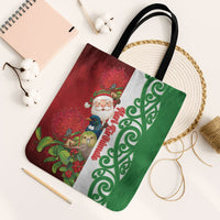 Meri Kirihimete New Zealand Tote Bag Cute Santa NZ Animals and Pohutukawa LT14 Black Strap One Size Red - Polynesian Pride