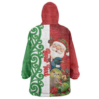 Meri Kirihimete New Zealand Personalised Wearable Blanket Hoodie Cute Santa NZ Animals and Pohutukawa LT14 - Polynesian Pride