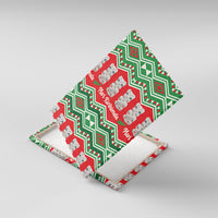 New Zealand Christmas In July Canvas Wall Art Meri Kirihimete Hei Tiki Taniko Motifs Seamless LT14 With Frame Red - Polynesian Pride